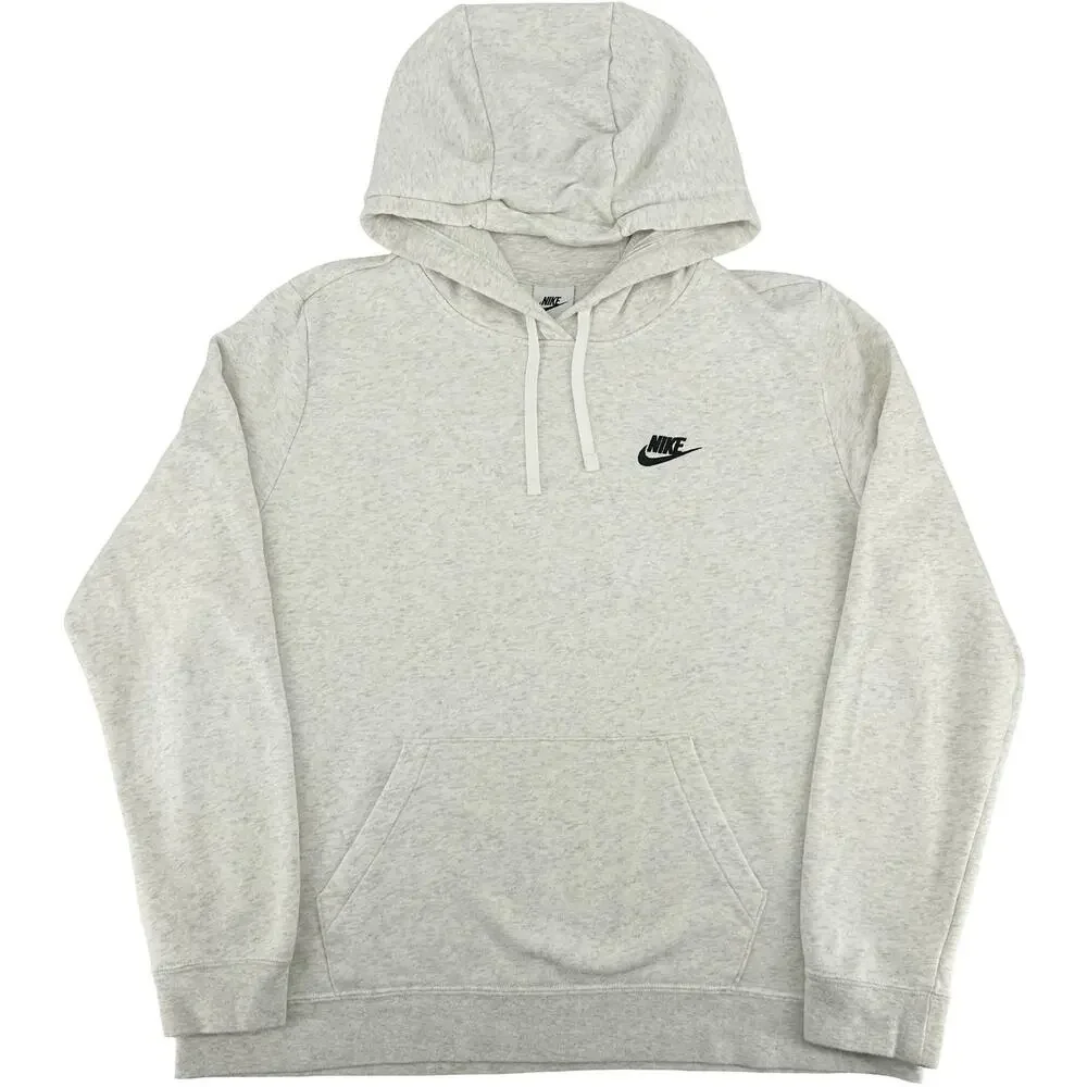 Womens Birch Heather/Black Nike Sportswear Club Fleece Pullover Hoodie XL DQ5793